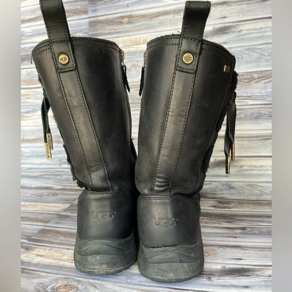 UGG SUVI WATERPROOF WOMEN WINTER BOOTS LEATHER BLACK